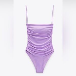 Zara draped purple swimsuit